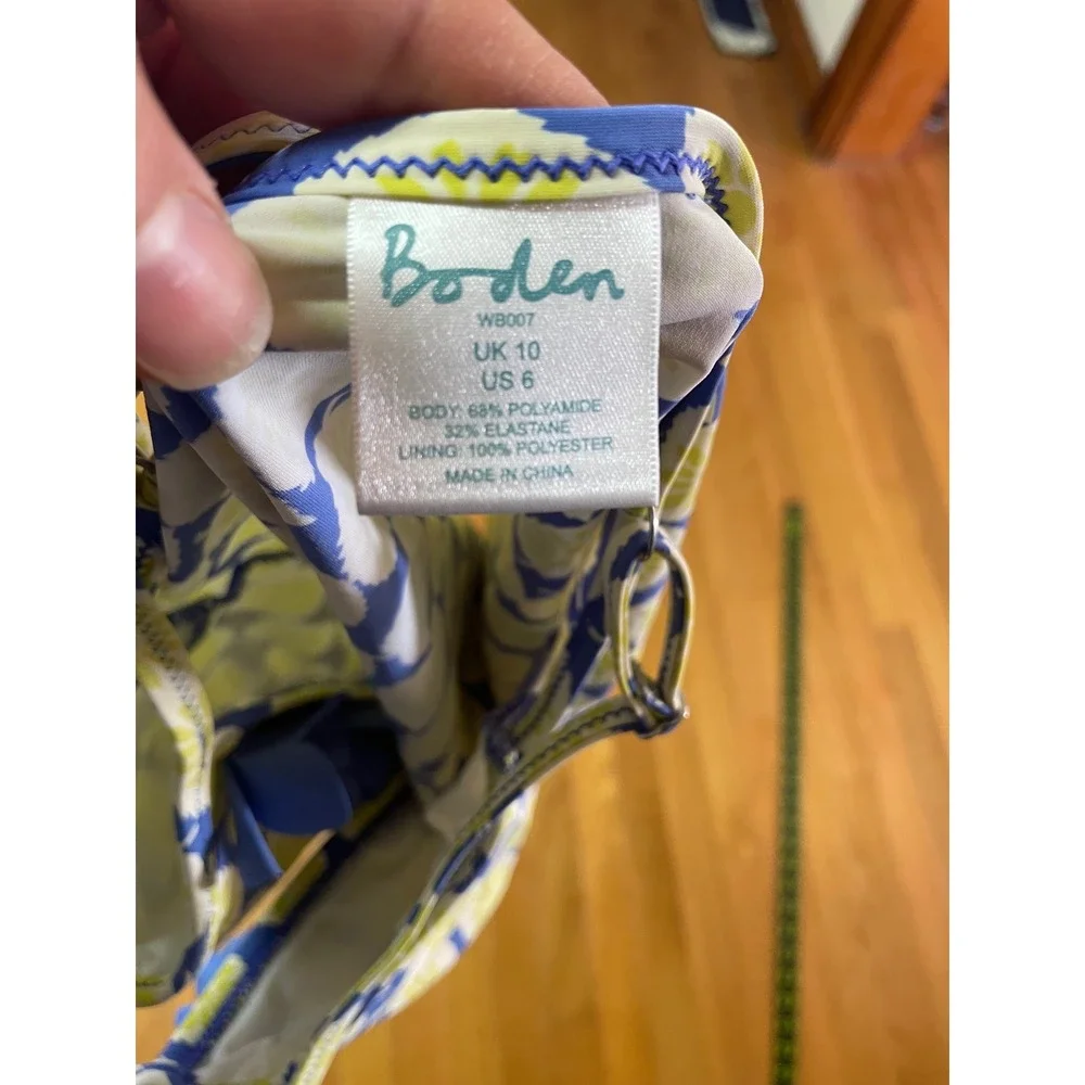 Boden Blue Lime Floral Ruffle‎ Tankini Top WB007 Womens Size 6 US